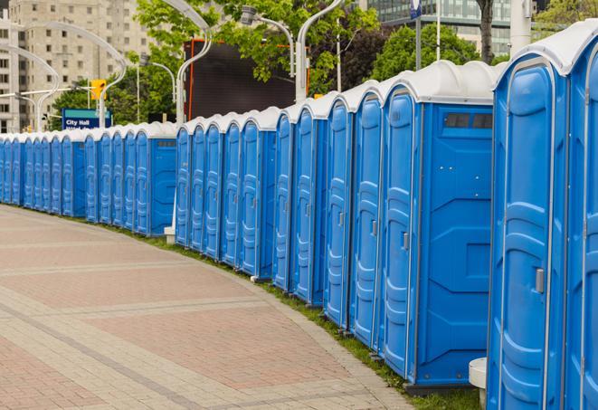 spacious portable restrooms equipped with hand sanitizer and waste disposal units in Greenport, NY